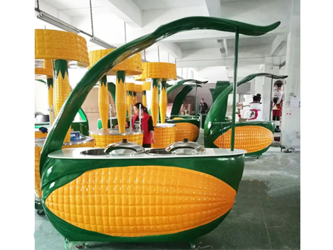 Chariot mobile d'extérieur en forme de maïs pour vendre des collations